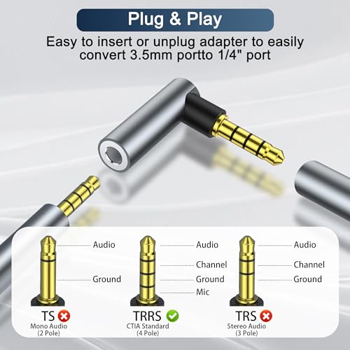 3 Pack Angle 3.5mm Male to Female Audio Adapter，90 Degree Right Angle 3.5mm 1/8" TRRS Stereo Jack Coupler Gold Plated Connectors, for Mobile Phones,Tablets,Car Audio,Speakers (Angle M to F) - style: Angle M to F