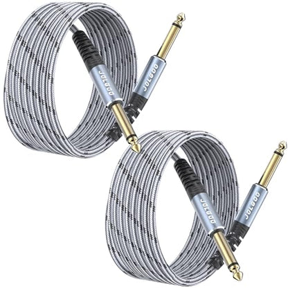 JOLGOO 1/4 Inch Guitar Instrument Cable 10 FT 2-Pack, 1/4 inch TS Guitar Cable, Quarter inch Cable, for Electric Guitar, Bass, Keyboard, Mixer, Amplifier, Speaker, Electric Mandolin - color: Grey, size: 10 Feet, style: TS Mono Cable 2-Pack
