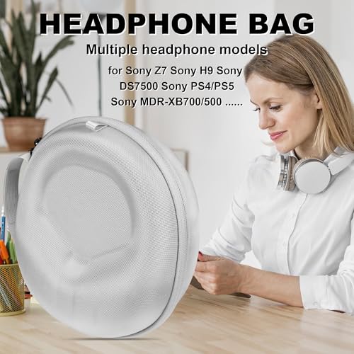 Hard Organizer Portable Travel Carry Case for Sony H9/PS4/PS5 Headphones, Headset, and Audio Devices - Waterproof, Shockproof & Durable Protection, Grey - Large