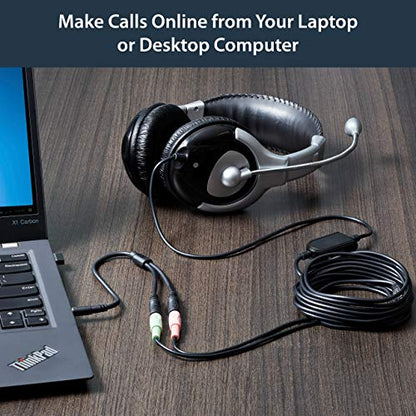 StarTech.com Headset Adapter, Microphone and Headphone Splitter - 3.5mm Male Aux to 3.5mm Female Audio & Mic Combo Jack Y Cable for Laptop / PC (MUYHSMFF) Black | 3.5mm Male Aux to 3.5mm Female Audio & Mic Combo Jack Y Cable for Laptop / PC, Microphone an