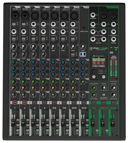 Audiosavings Bundle: (1) Mackie ProFX12v3+ 12-Channel Analog Mixer w/Enhanced FX/USB Recording/Bluetooth Bundle With (3) Rockville RCXFM20E-B 20 Foot Female to Male XLR Mic Cable Black 100% Copper