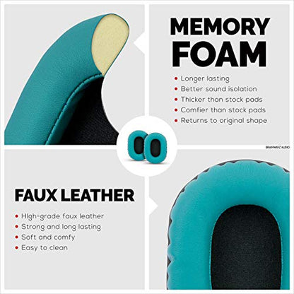 Brainwavz Replacement Earpads for SONY MDR 7506, V6, CD900ST, Memory Foam Ear Pad & Suitable for Other On Ear Headphones, TURQUOISE - color: Turquoise
