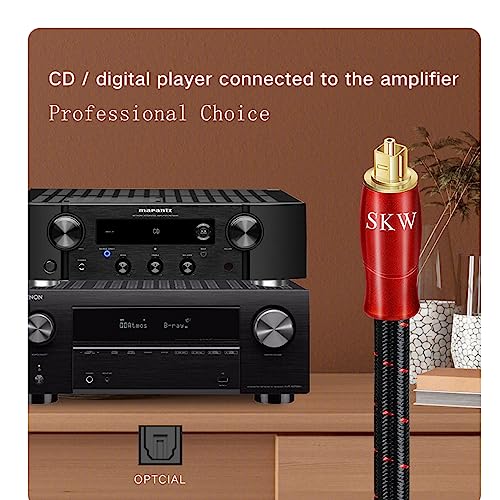 SKW Entry Level HC Series Digital Optical Audio Toslink to Toslink Cable 6.5ft/2M | HC Series, cotton braided 8mm jacket, EMI RFI immune, dust cap included, for TV PS5 Xbox to soundbar receiver home cinema - size: 6.5ft (2m)