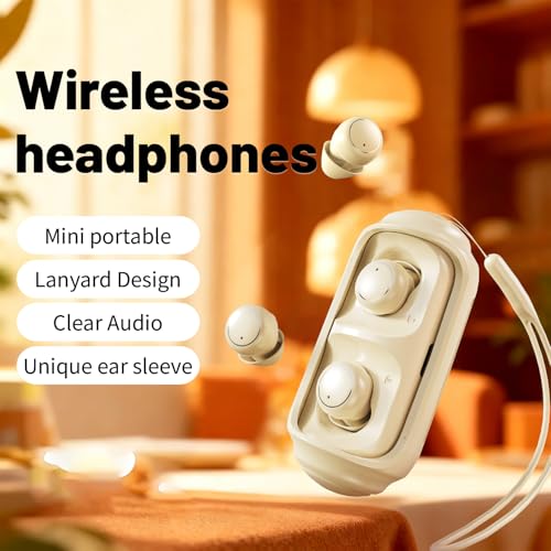 Mini Wireless Earbuds Bluetooth 6.0 in Ear Light-Weight Headphones,with 360-degree Rotating Charging case,ENC Noise Cancelling, Ergonomic Sport Headphone Headset for Gym/Running/Work(Khaki) - color: Khaki