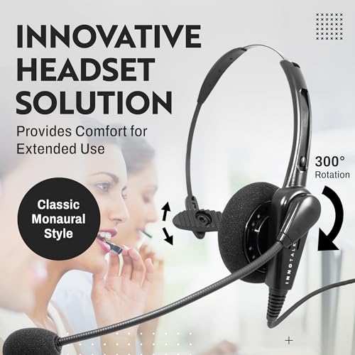 INNOTALK Phone Headset Compatible with Avaya 1408 1416 2410 2420 4424 4606 4610 4612 4620, Economic Noise Cancel Call Center Phone Headset with HIC Quick Disconnect Cord - size: Classic Monaural