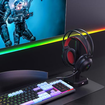 Redragon Wired Gaming Headset with Microphone, 203g Lightweight, Black | RGB Backlit, 40mm Speakers, Noise Cancelling Mic, Soft Earmuffs, 3.5mm Jack Gaming Headphones for PC, Desktop