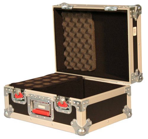 Gator Cases G-TOUR Series Road Case with Foam Drops for (15) Wired Microphones & Accessory Storage (G-TOUR M15) - size: 12.25 x 9.50 x 8.00 inches