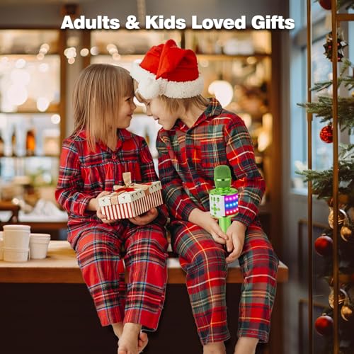 BONAOK Karaoke Microphone for Kids & Adults - Bluetooth Microphones Singing Mic with Disco Lights, Echo Effect, Built-in Speaker Portable Karaoke Player for Party Travel Gifts Q78(Green) - color: Light Green