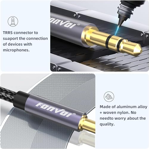 AUX Cable,3.5mm Audio AUX Cord for Car,Braided 3.5mm Male to Male Stereo Cable, Compatible with:Headphones, Phones, iPod,Car Audio,MP3 and More (20FT) - size: 20 ft