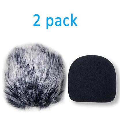 SM57 Pop Filter Foam Cover - Mic Windscreen with Furry Wind Screen Windjammer Compatible with Shure SM-57 Microphone to Blocks Out Plosives by YOUSHARES (2 PCS)