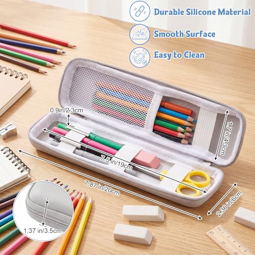 Mudder Hard Shell Slim Pencil Case Small Pen Bag Stylus Case Holder EVA Waterproof Pocket Protectors Organizer for Fountain Pen Headphones Traveller Adults(Gray) - color: Gray