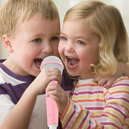 Wired Microphone, Portable Wired Dynamic Microphone 3.5mm Jack Lightweight No Battery Singing Mechine Home Wireds Handheld Microphone for Kids (Color:Pink)