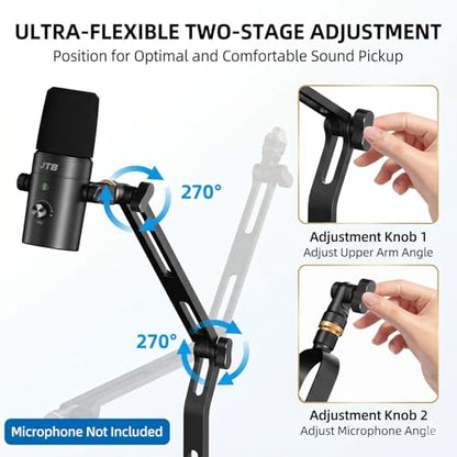 Desktop Microphone Stand,Gaming Microphone Boom Arm Stand,Weighted Base | Aluminum Mic Arm with 3/8" to 5/8" adapter, compatible with most mics for podcast and streaming