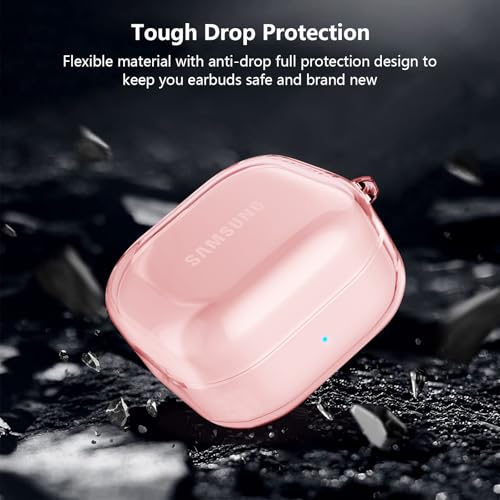 for Samsung Galaxy Buds 4 Case/Galaxy Buds 4 Pro Case Clear,Flexible TPU Clear Cover for Samsung Galaxy Buds 4/4 Pro,Premium Skin with Keychain&Cleaning Pen,Samsung Earbuds Accessories-Pink - color: Clear Pink