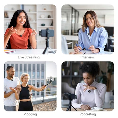 Wireless Lavalier Microphone for for iPhone 14/13/12/11,Noise Cancellation