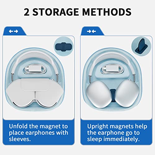 Yinke Smart Case for AirPods Max Headphones Supports Sleep Mode, with AirPods Max Silicone Earpad Cover/Ear Cups Cover Anti-Scratch Accessories, Portable Hard Organizer | with AirPods Max Silicone Earpad Cover/Ear Cups Cover Anti-Scratch Accessories, Port