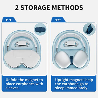 Yinke Smart Case for AirPods Max Headphones Supports Sleep Mode, with AirPods Max Silicone Earpad Cover/Ear Cups Cover Anti-Scratch Accessories, Portable Hard Organizer | with AirPods Max Silicone Earpad Cover/Ear Cups Cover Anti-Scratch Accessories, Port