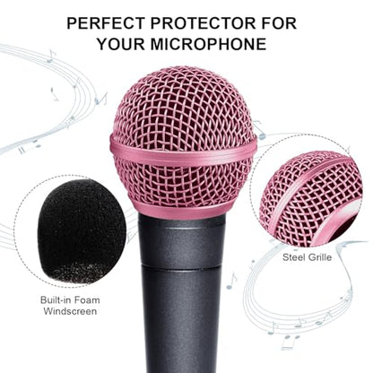 Microphone Head Replace, Steel Mesh Mic Grille Heads, Grille Mic Ball Replacement with Inner Foam, Fits for SM58 Windscreen Cover (Rose, 1 pcs) - color: Rose, size: 1 pcs