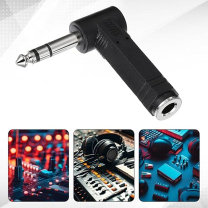 2 Pack 1/4 Male to 1/4 Female Right Angle TRS Audio Adapter, 6.35mm 90 Degree Plug Adapter Male to Female Audio Stereo Headphone Converter Connector Compatible with Tablets Headset Guitar