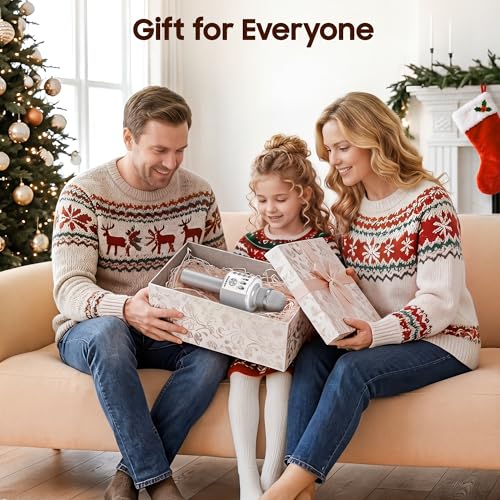 BONAOK Wireless Bluetooth Karaoke Microphone,3-in-1 Portable Handheld Mic Speaker for All Smartphones,Gifts for Kids Adults All Age Q37(Silver) - color: Silver