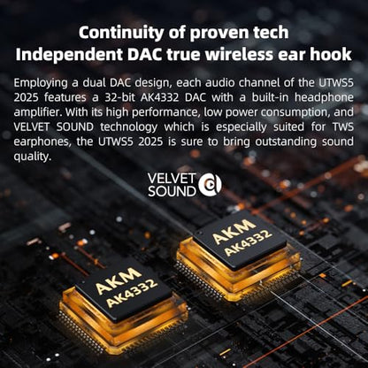 FiiO UTWS5 2025 True Wireless Bluetooth Earbuds Hook & Headphone Amp for IEMs, AK4332 DAC, Hi-Res 96kHz/24bit LDAC -MMCX/0.78 2pins Connector, 10-Band PEQ, 20H Battery Life (MMCX) | AK4332 DAC, 96kHz/24-bit LDAC, 10-band PEQ, 20-hour battery