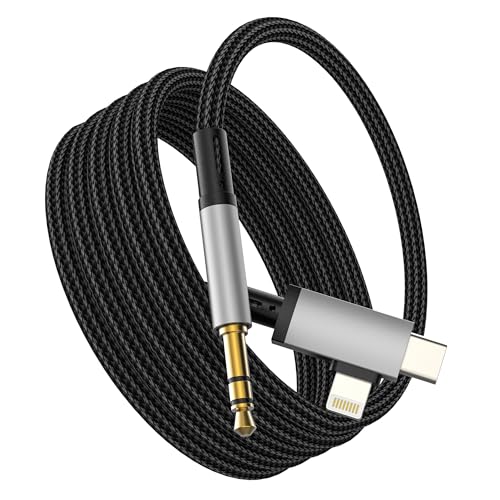 USB C Lightning Male to 3.5mm Male AUX Audio 1M Cable (2 in 1)for iPhone 16 15 14 Pro Earphone Adapter Type C AUX Headphone Jack Cord for iPad Car Auxiliary Earphone Accessories Compatible for Samsung