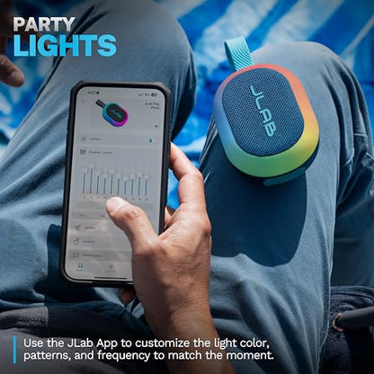 JLab, Pop Party, Portable Bluetooth Speaker, Waterproof, RGB LED Lighting, Navy - color: Navy