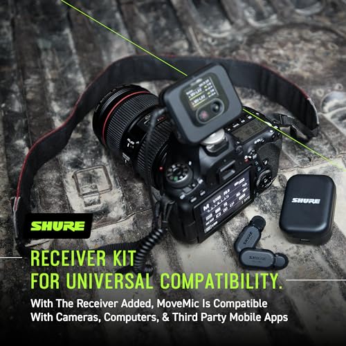 Shure MoveMic 2 Kit Wireless Lavalier Microphone System | Two Bluetooth clip-on lav mics with camera receiver for DSLR, iPhone, Android, Mac and PC; 24-hour charge, IPX4 - style: Two Channel Kit