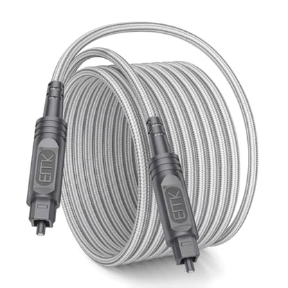 EMK 26Ft Digital Optical Audio Cable Toslink Cable - Fiber Optic Cord for Home Theater,Sound bar,TV,Gaming Console,Musical Instrument,Projector,Speaker - size: Grey-26Feet/8M
