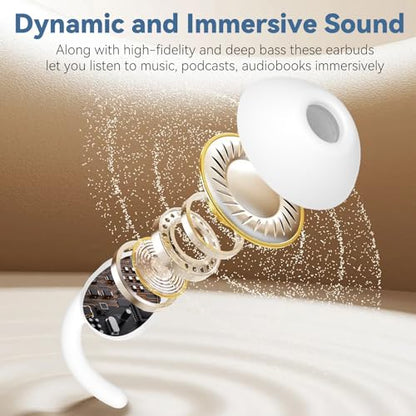 Sleepals Mini - Noise Reduction Sleep Earbuds with Sleep, Game, and Music Modes, Long 7-Hour Playtime, Wireless Bluetooth Streaming, Soft Snug Fit for Side Sleepers (White)