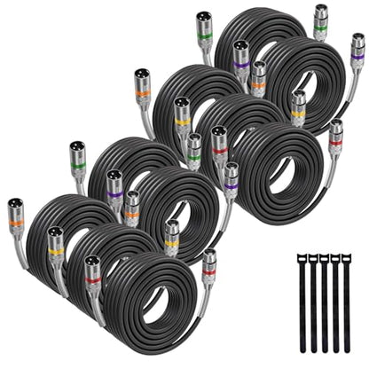 XLR Cables 10FT 10 Pack, Heavy Duty Oxygen-Free Copper 3-Pin Balanced Shielded XLR Male to Female Microphone Cable for Recording Studio Speaker, PA Systems, Audio Mixer and More - size: 10 Feet, style: 10-pack