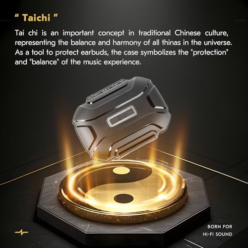 CCZ Taichi Portable IEM Case, Water-Resistant Earbuds Storage Hard Box, Travel Carrying Case for Headphones Compatible with Moondrop CHU II,KZ ZS10 PRO (Dark) - color: Dark
