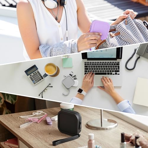 2 PCS Silicone Headphone Organizer Carrying Case, Small Multi-Purpose Silicone Pouch Storage Box with Zipper Closure and Hand Strap for Earbuds, Keys, Charging Cables, Lipsticks, USB Drives (Grey)