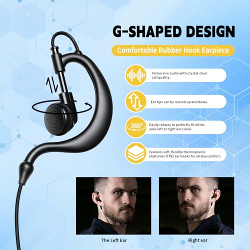 Vx-6r Ptt Headset Radio Earpiece Adapter Ear Piece Mic for Yaesu Vertex Standard Horizon vx-170 ft-3dr ft 70dr vx 6r 7r vx-170 hx400 hx890 hx210 evx-s24 ft4x ft60r ft5dr ft5 ft-65(G Shape)