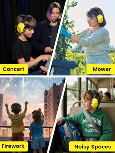 Dr.meter Noise Cancelling Headphones for Kids, Toddler Ear Protection Muffs | Kids Ear Protection Earmuffs For Concerts, Fireworks And Monster Truck Shows; Helps Reduce Noise In Loud Settings - color: Yellow