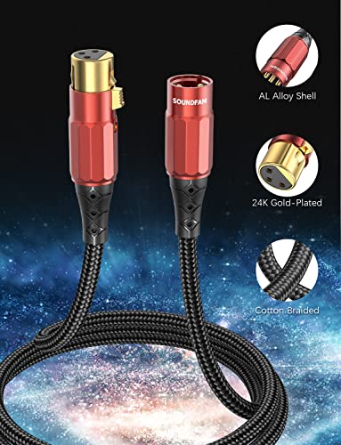 XLR Cable 1.5FT, XLR Microphone Cable Male to Female | Professional Balanced Audio Cable with 99.99% OFC, 24K Gold Plated Connectors for Mic, Mixer, Speaker, Studio Recording - size: 1.5FT