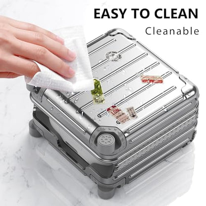 KOREDA Compatible with Samsung Galaxy Buds 4 Case/Buds 4 Pro Case Cover, Cute Funny Suitcase Design Case for Galaxy Buds 4 Pro, Fashion Protective Hard Case for Women Men with Keychain (Silver) - color: Silver