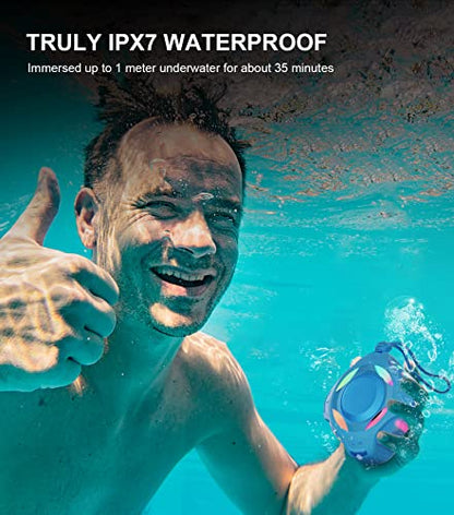 comiso Shower Bluetooth Speaker, IPX7 Waterproof Speaker with LED Light | Portable Speaker with Punchy Bass and Loud HD Sound, Floating, Lanyard, 2000mAh for Travel, Beach, Kayak, Gift for Men, Women - color: Sky Blue