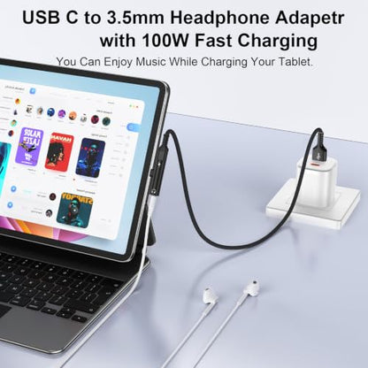 [Apple MFi Certified] Lightning to 3.5mm Headphone Adapter and Charger | 2-in-1 Lightning to Aux Jack Adapter & Fast Charger iPhone Dongle Audio Splitter for iPhone 14 13 12 11 Pro XR XS Max X 8 7 6 - color: Black