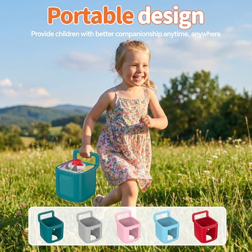 Silicone Protective Cover for Toniebox 2 Audio Player, Shockproof Anti Slip Silicone Case with Handle, Soft Easy Grip Cover, Easy to Clean Durable Sleeve (Tropical Teal) - color: Tropical Teal
