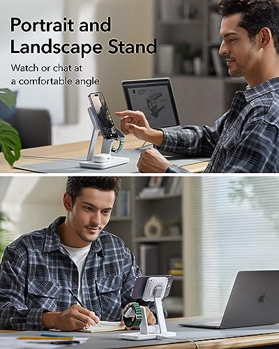 ESR 25W 3-in-1 Charger Stand for Magsafe, Made for Apple-Certified | Magnetic Wireless Charger with Cryoboost, Phone Cooling Charging Station for iPhone 17-12/Apple Watch/AirPods Pro, White