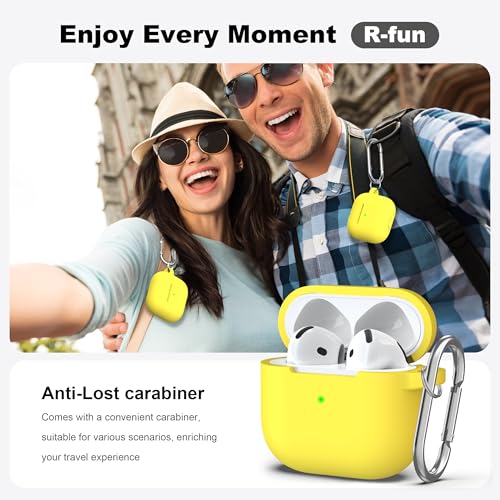 for AirPods 4 Case with Cleaner Kit,Full Protective Soft Skin Silicone Cover with Keychain for AirPods 4 Gen Case for Men Women,Compatible with Apple AirPods 4th Genaration Case 2024,Yellow - color: C Yellow