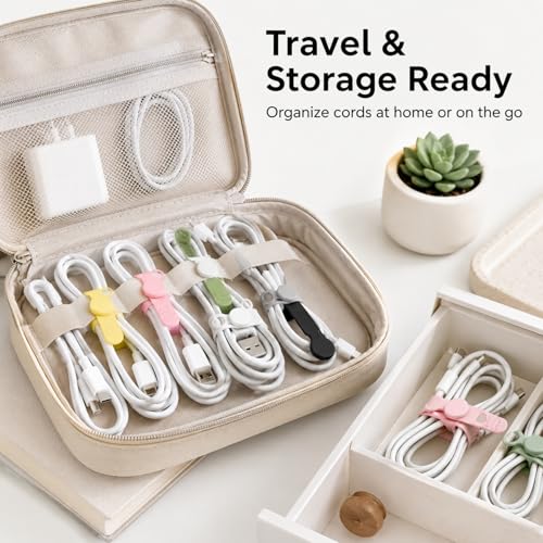 Silicone Cable Organizer 6 Pack Reusable Cord Straps for Charger Wires