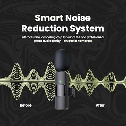 4 in1 Wireless Lavalier Recording Mic 2.4G Ultra Low Delay Noise Canceling | Storage Case Included, Works with iOS, Android, Camera, PC, Ideal for Vlog, Live Streaming,Tiktok,Youtube Podcast