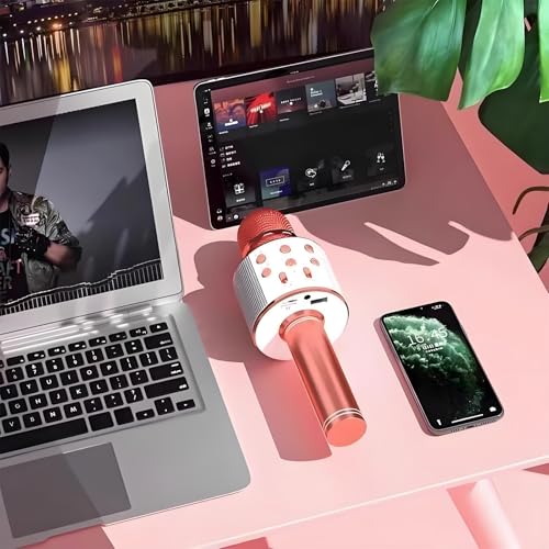 Wireless Bluetooth Karaoke Microphone Portable Handheld Mic Speaker 3-in-1 for All Smartphones Gifts
