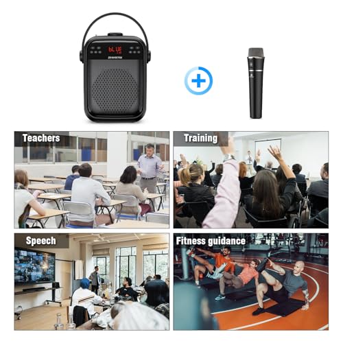 ZOWEETEK Wireless Voice Amplifier with Handheld Microphone for Teachers | Buletooth PA System Speaker and Microphone,Portable Megaphone for Classroom, Speech,Karaoke,Outdoor