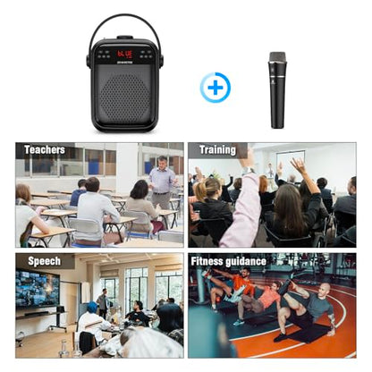 ZOWEETEK Wireless Voice Amplifier with Handheld Microphone for Teachers | Buletooth PA System Speaker and Microphone,Portable Megaphone for Classroom, Speech,Karaoke,Outdoor