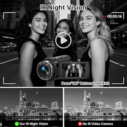 8K Video Camera Camcorder Latest 88MP Ultra HD Video Cameras WiFi Vlogging Camera for YouTube 18X Digital Video Cameras with Microphone 6-Axis Anti-Shake IR Night Vision Video Recorder