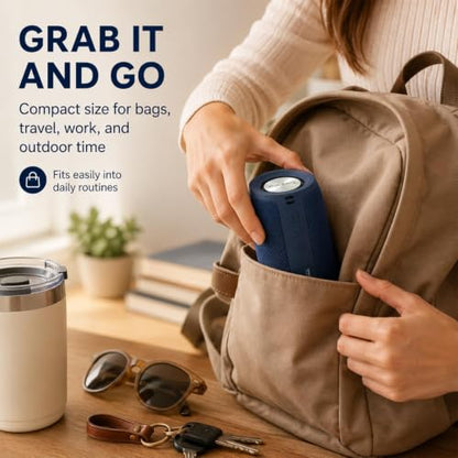 Musibaby M68 Bluetooth Speaker, 12W, IPX5, 24H Playtime, Dark Blue | Portable, small and compact with USB playback, AUX input, FM radio, TF card playback, up to 24H and dual pairing. - color: Dark Blue
