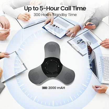 Conference Speaker with Microphone 360° Voice Pickup USB Bluetooth Speakerphone for Home Office & Meeting Room